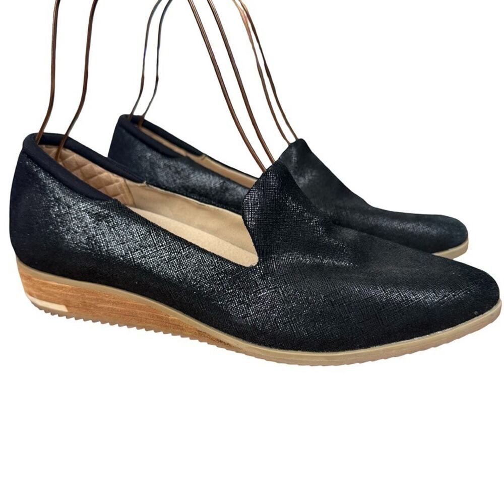 Dr Scholls Kewl Loafers Original Collection Black Leather Wedge Slip On Shoes 10